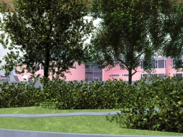 02 - Vista da bolsa de estacionamento para a entrada principal